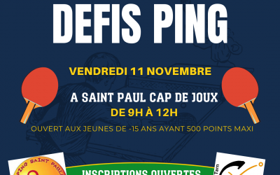 Inscriptions pour le 1er Défis Ping
