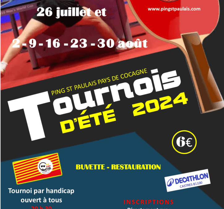 TOURNOI D’ETE 2024 DU PING ST PAULAIS PAYS DE COCAGNE